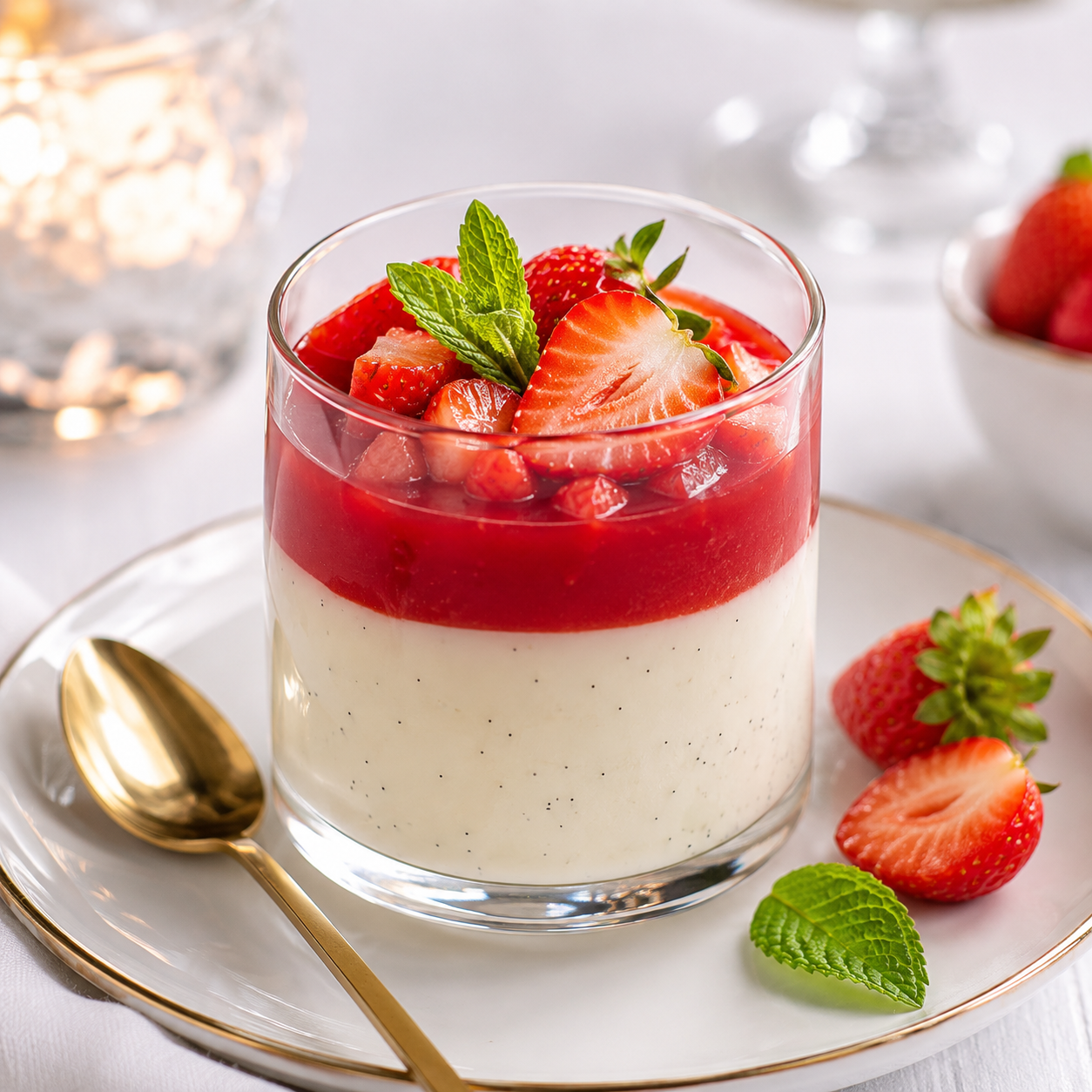 Strawberry Panna Cotta Pastry Cup