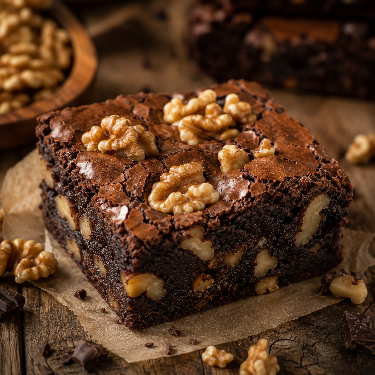 Walnut Fudgy Brownie Slice